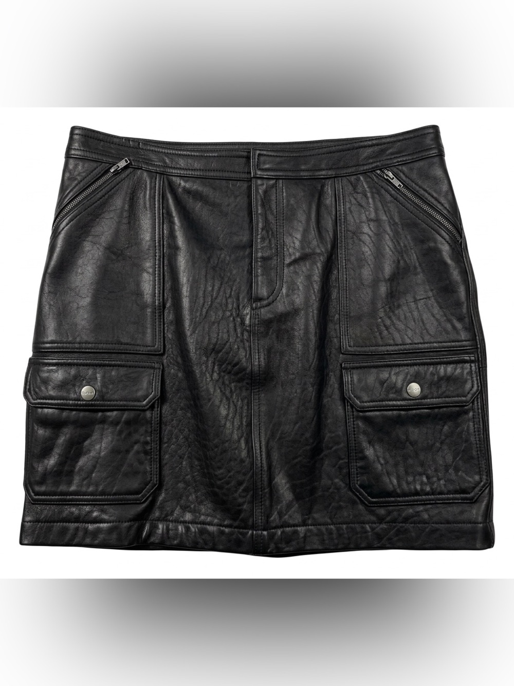 Ralph Lauren black utlity cargo moto leather mini skirt vintage y2k